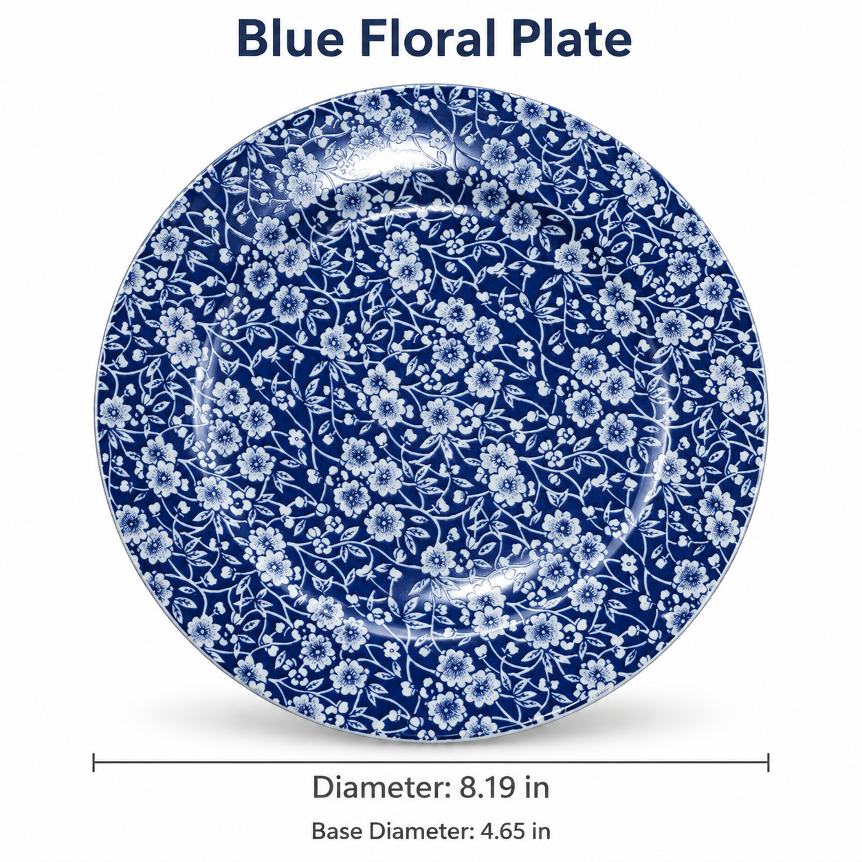 Midnight Bloom Blue & White Ceramic Plate